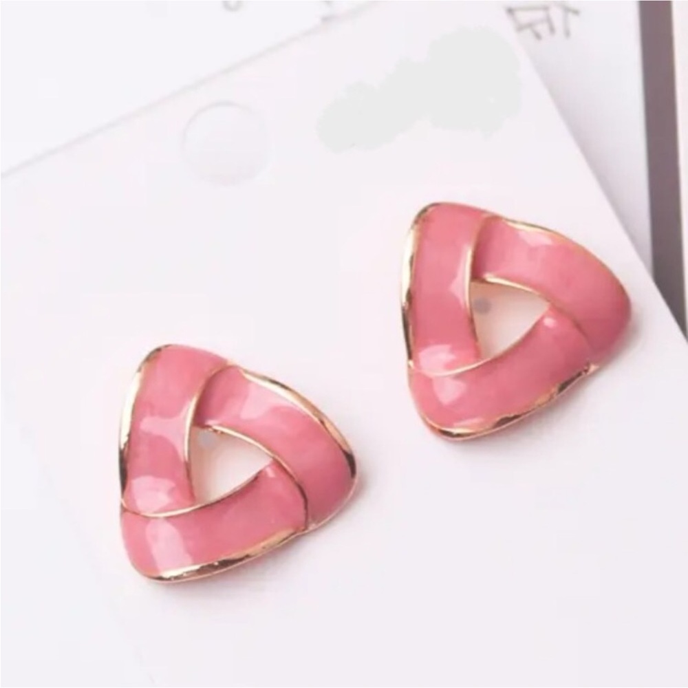 Gold Filled Pink Triangle Earrings